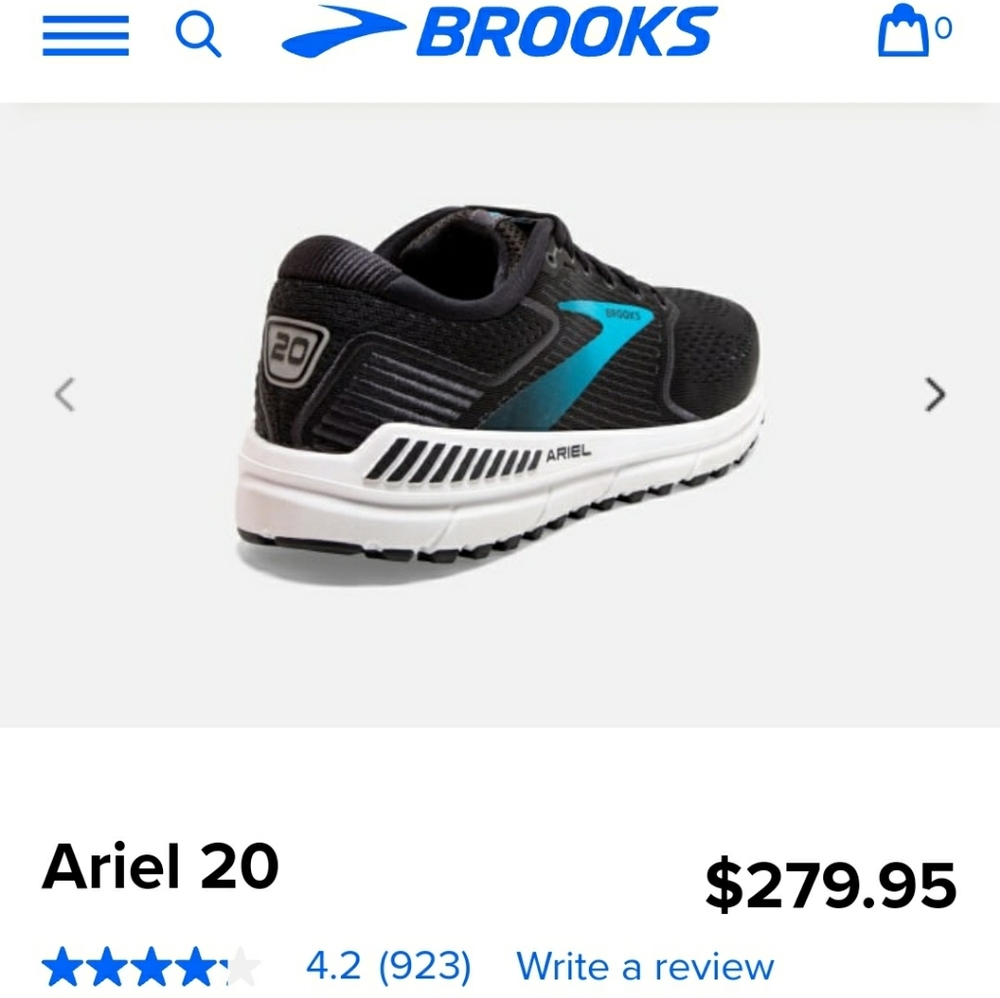 Women Brooks Ariel 20 Running Shoe Black Ebony Blue Size 8.5 Medium b Athleisure